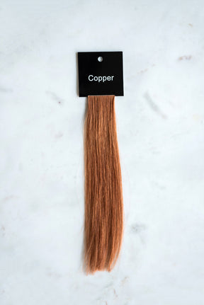 copper narrow edge hair extension above view 